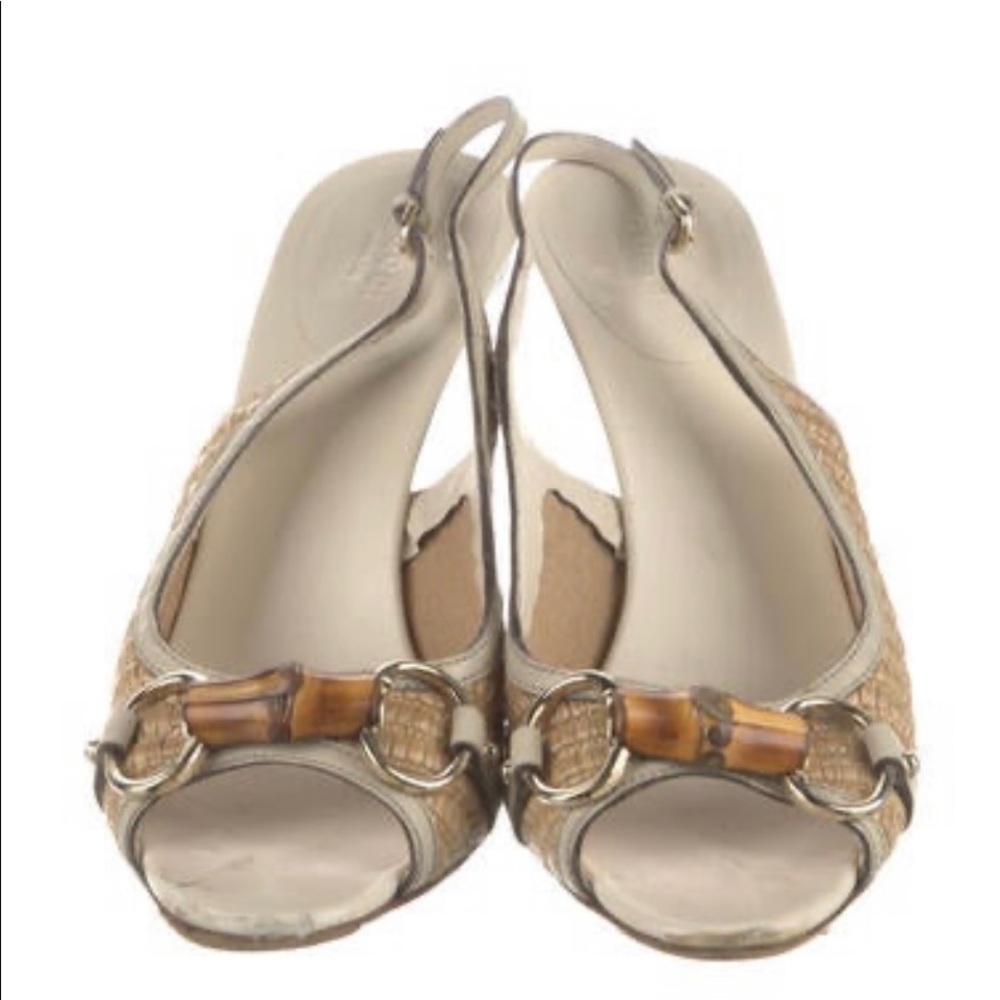 Gucci sling back peep toe heel